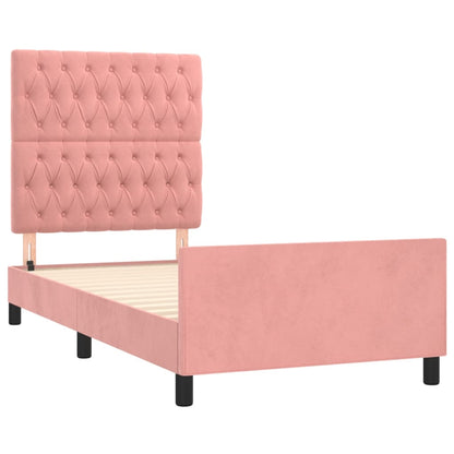 Bedframe Met Hoofdeinde Fluweel Roze 90X200 Cm Roze 90 x 200 cm Getuft ontwerp