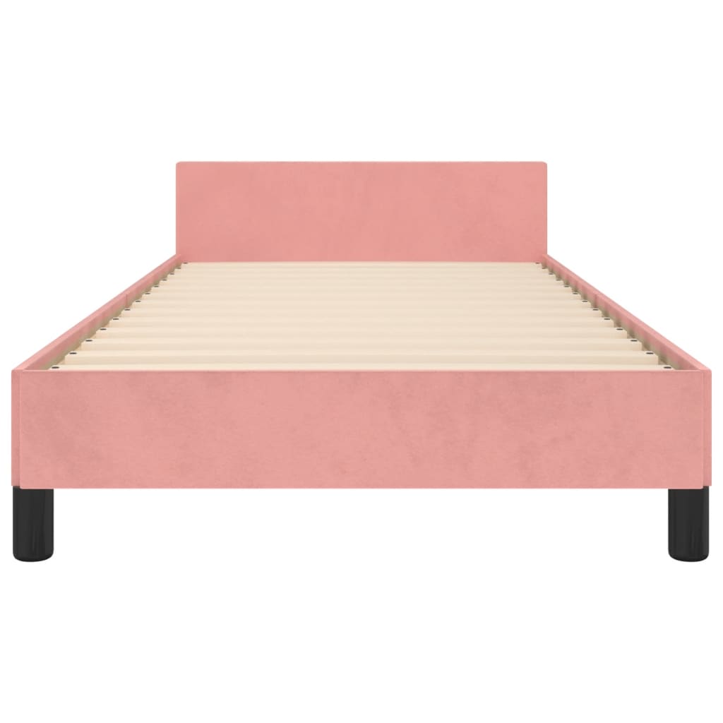 Bedframe Met Hoofdeinde Fluweel Roze 90X200 Cm Roze 90 x 200 cm Getuft ontwerp