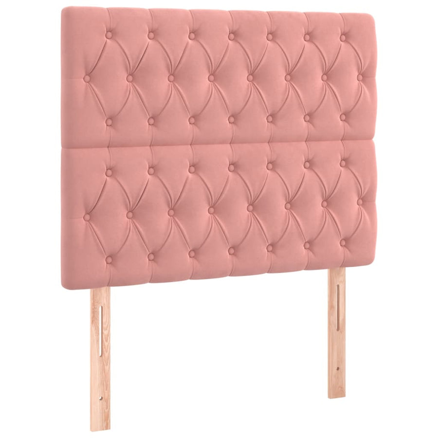 Bedframe Met Hoofdeinde Fluweel Roze 90X200 Cm Roze 90 x 200 cm Getuft ontwerp