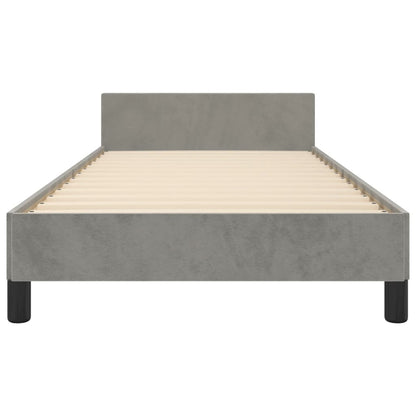 Bedframe Met Hoofdeinde Fluweel Lichtgrijs 100 x 200 cm Getuft ontwerp