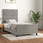 Bed frame without mattress 100x200 cm velvet light gray