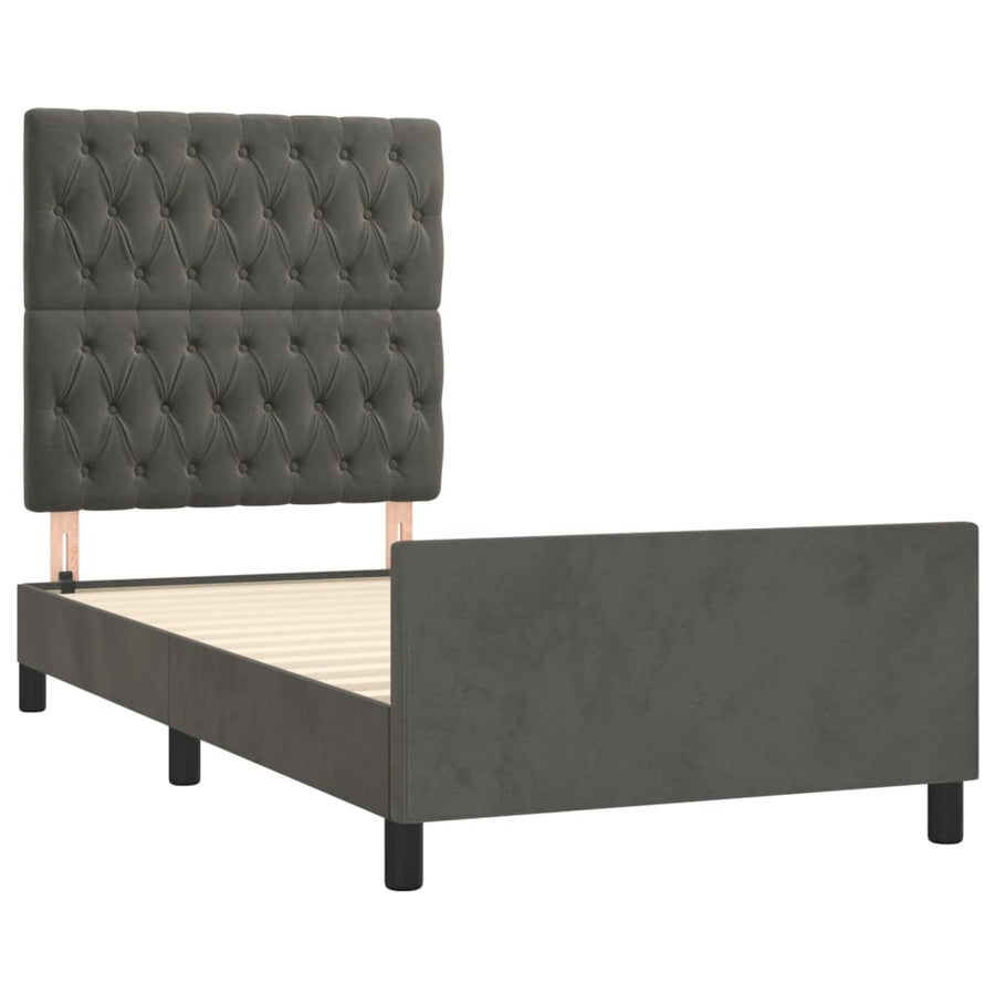 Bedframe Met Hoofdeinde Fluweel Donkergrijs 100 x 200 cm Getuft ontwerp