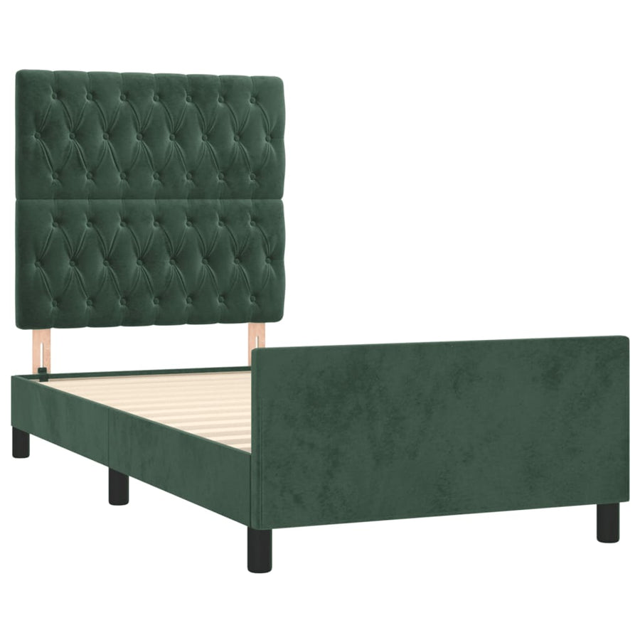 Bedframe Met Hoofdeinde Fluweel Donkergroen 100 x 200 cm Getuft ontwerp