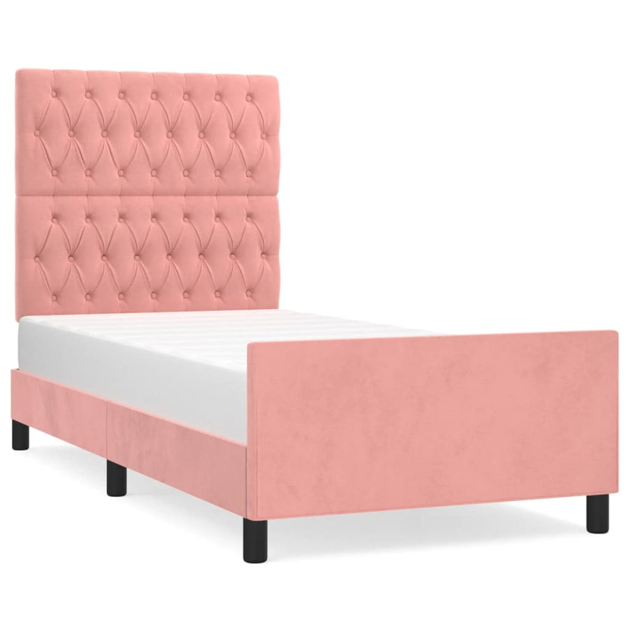 Bedframe Met Hoofdeinde Fluweel Roze 100 x 200 cm Getuft ontwerp