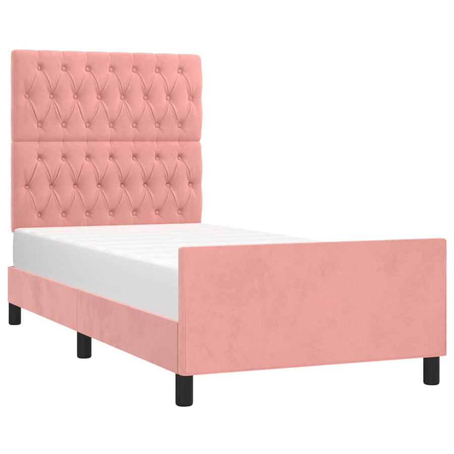 Bedframe Met Hoofdeinde Fluweel Roze 100 x 200 cm Getuft ontwerp