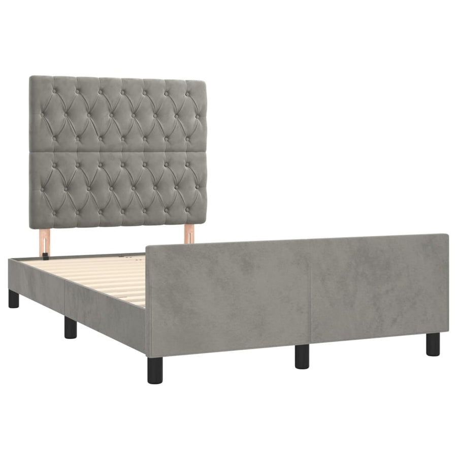 Bedframe Met Hoofdeinde Fluweel Lichtgrijs 120 x 200 cm Getuft ontwerp