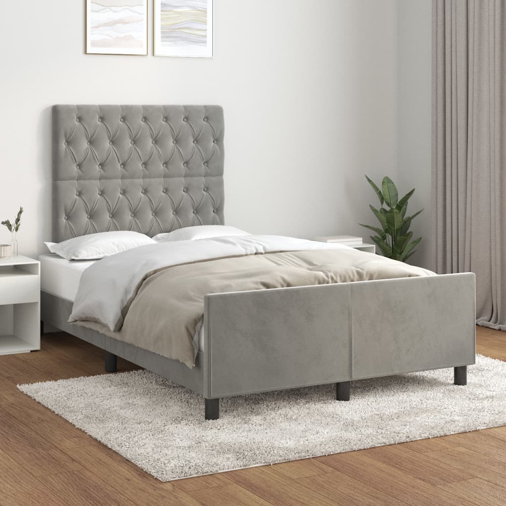 Bedframe Met Hoofdeinde Fluweel Lichtgrijs 120 x 200 cm Getuft ontwerp
