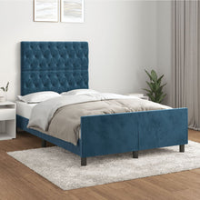 Bedframe Met Hoofdeinde Fluweel Donkerblauw 120 x 200 cm Getuft ontwerp
