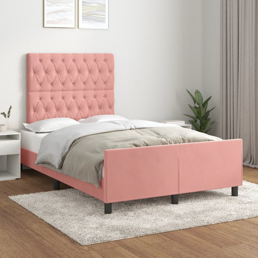 Bedframe Met Hoofdeinde Fluweel Roze 120 x 200 cm Getuft ontwerp