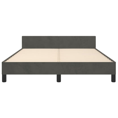 Bedframe Met Hoofdeinde Fluweel Donkergrijs 140 x 190 cm Getuft ontwerp