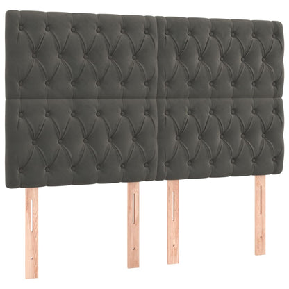 Bedframe Met Hoofdeinde Fluweel Donkergrijs 140 x 190 cm Getuft ontwerp