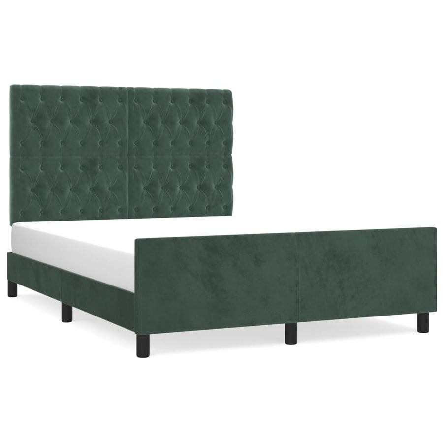 Bedframe Met Hoofdeinde Fluweel Donkergroen 140 x 190 cm Getuft ontwerp