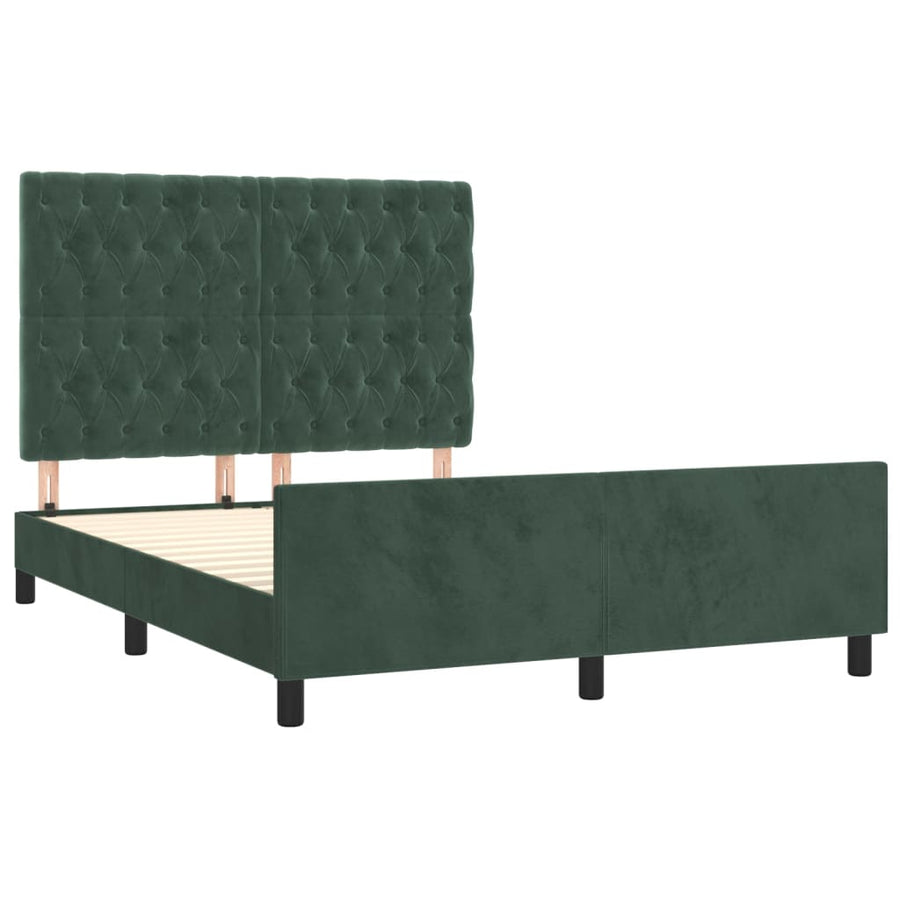 Bedframe Met Hoofdeinde Fluweel Donkergroen 140 x 190 cm Getuft ontwerp