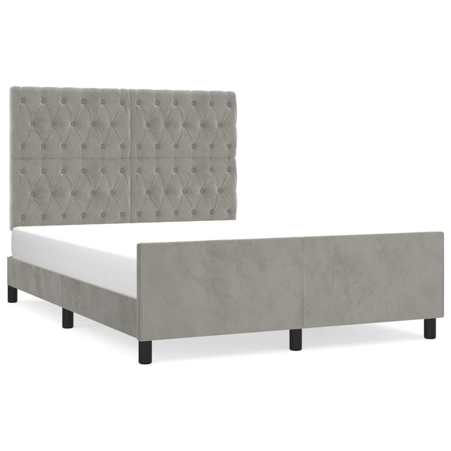 Bedframe Met Hoofdeinde Fluweel Lichtgrijs 140 x 200 cm Getuft ontwerp