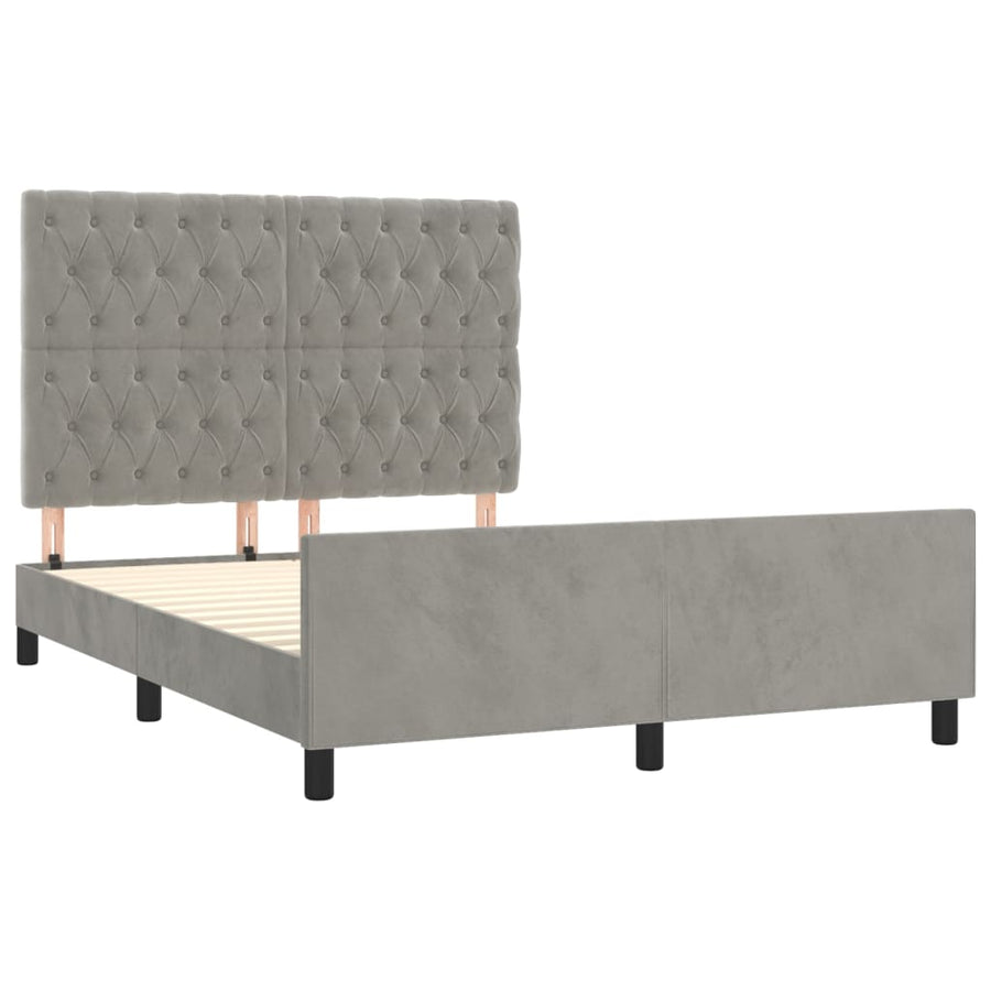 Bedframe Met Hoofdeinde Fluweel Lichtgrijs 140 x 200 cm Getuft ontwerp