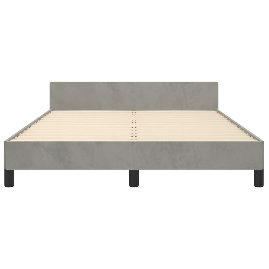 Bedframe Met Hoofdeinde Fluweel Lichtgrijs 140 x 200 cm Getuft ontwerp