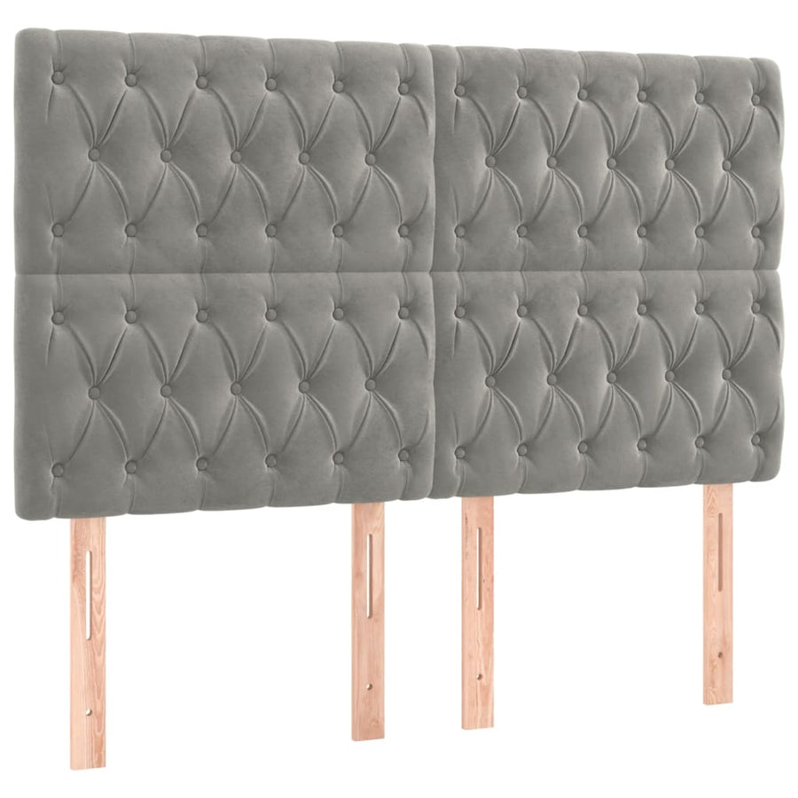 Bedframe Met Hoofdeinde Fluweel Lichtgrijs 140 x 200 cm Getuft ontwerp