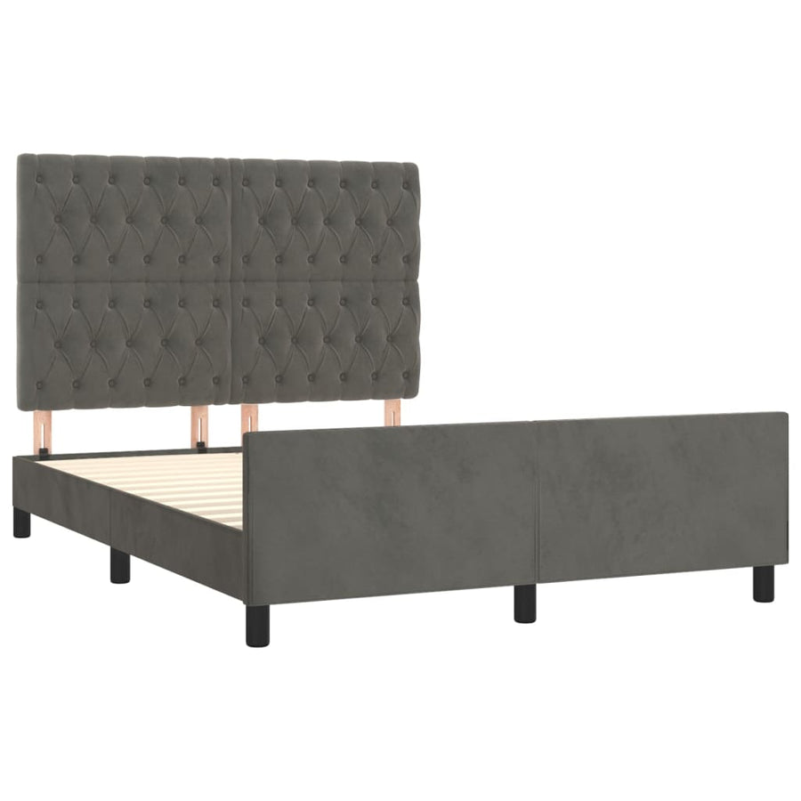 Bedframe Met Hoofdeinde Fluweel Donkergrijs 140 x 200 cm Getuft ontwerp