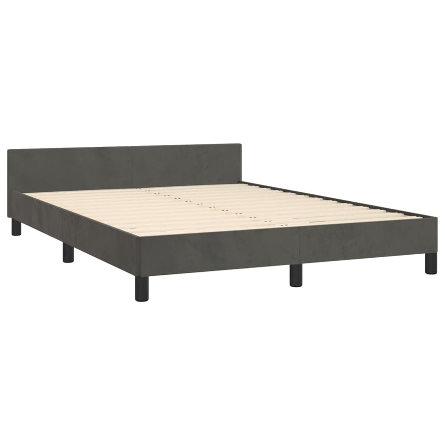 Bedframe Met Hoofdeinde Fluweel Donkergrijs 140 x 200 cm Getuft ontwerp
