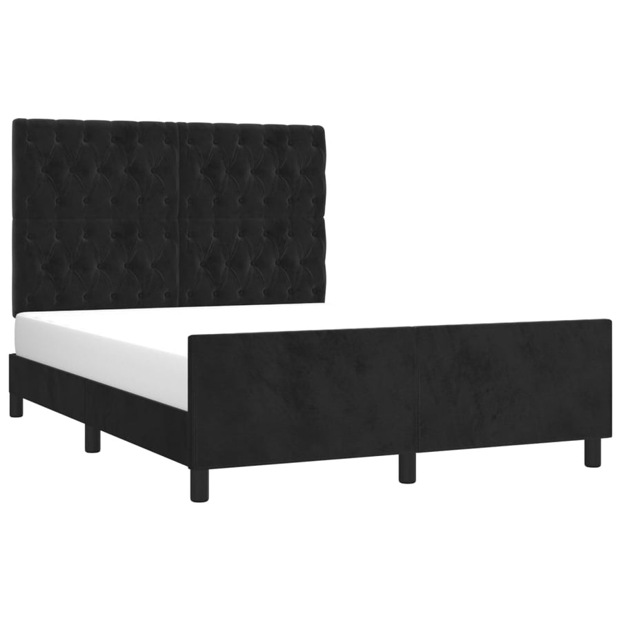 Bedframe Met Hoofdeinde Fluweel Zwart 140 x 200 cm Getuft ontwerp