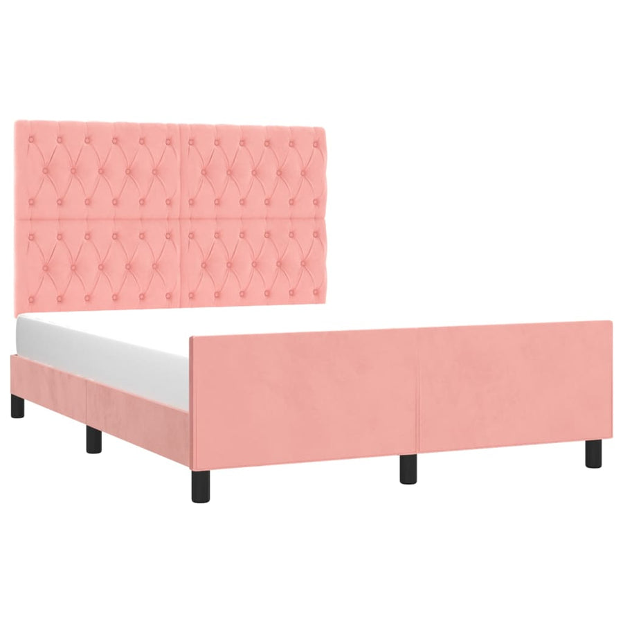 Bedframe Met Hoofdeinde Fluweel Roze 140 x 200 cm Getuft ontwerp