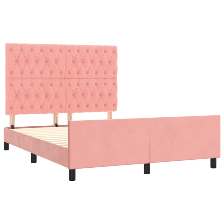 Bedframe Met Hoofdeinde Fluweel Roze 140 x 200 cm Getuft ontwerp