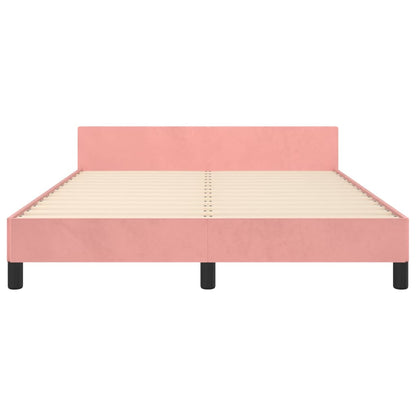 Bedframe Met Hoofdeinde Fluweel Roze 140 x 200 cm Getuft ontwerp