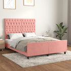 Bed frame with velvet pink headboard 140x200 cm