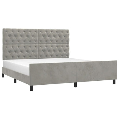 Bedframe Met Hoofdeinde Fluweel Lichtgrijs 160 x 200 cm Getuft ontwerp