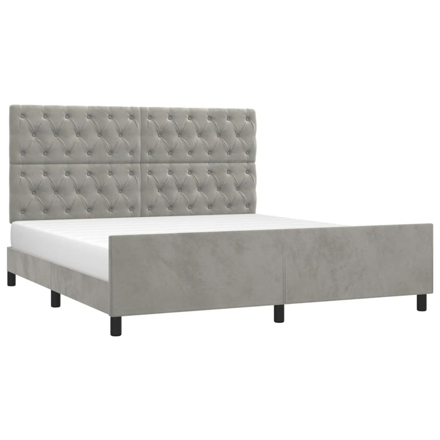 Bedframe Met Hoofdeinde Fluweel Lichtgrijs 160 x 200 cm Getuft ontwerp