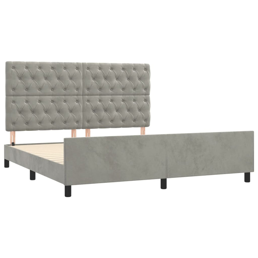 Bedframe Met Hoofdeinde Fluweel Lichtgrijs 160 x 200 cm Getuft ontwerp