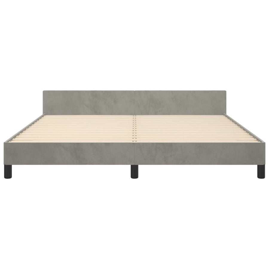 Bedframe Met Hoofdeinde Fluweel Lichtgrijs 160 x 200 cm Getuft ontwerp