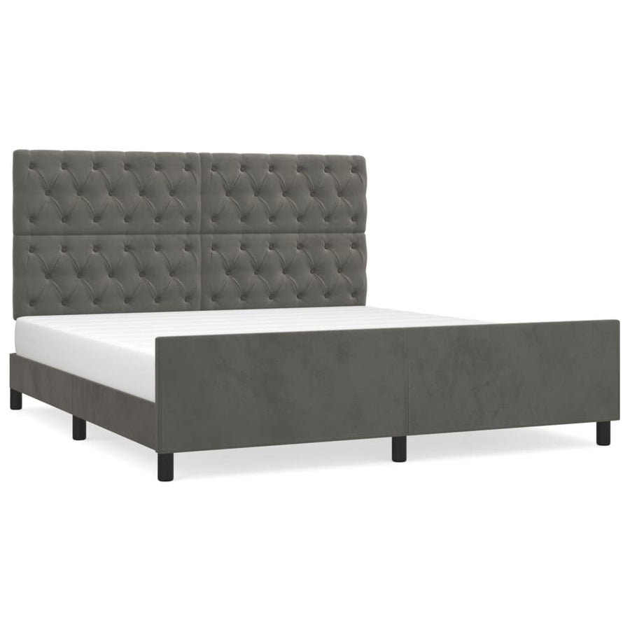 Bedframe Met Hoofdeinde Fluweel Donkergrijs 160 x 200 cm Getuft ontwerp