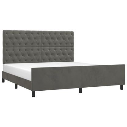 Bedframe Met Hoofdeinde Fluweel Donkergrijs 160 x 200 cm Getuft ontwerp