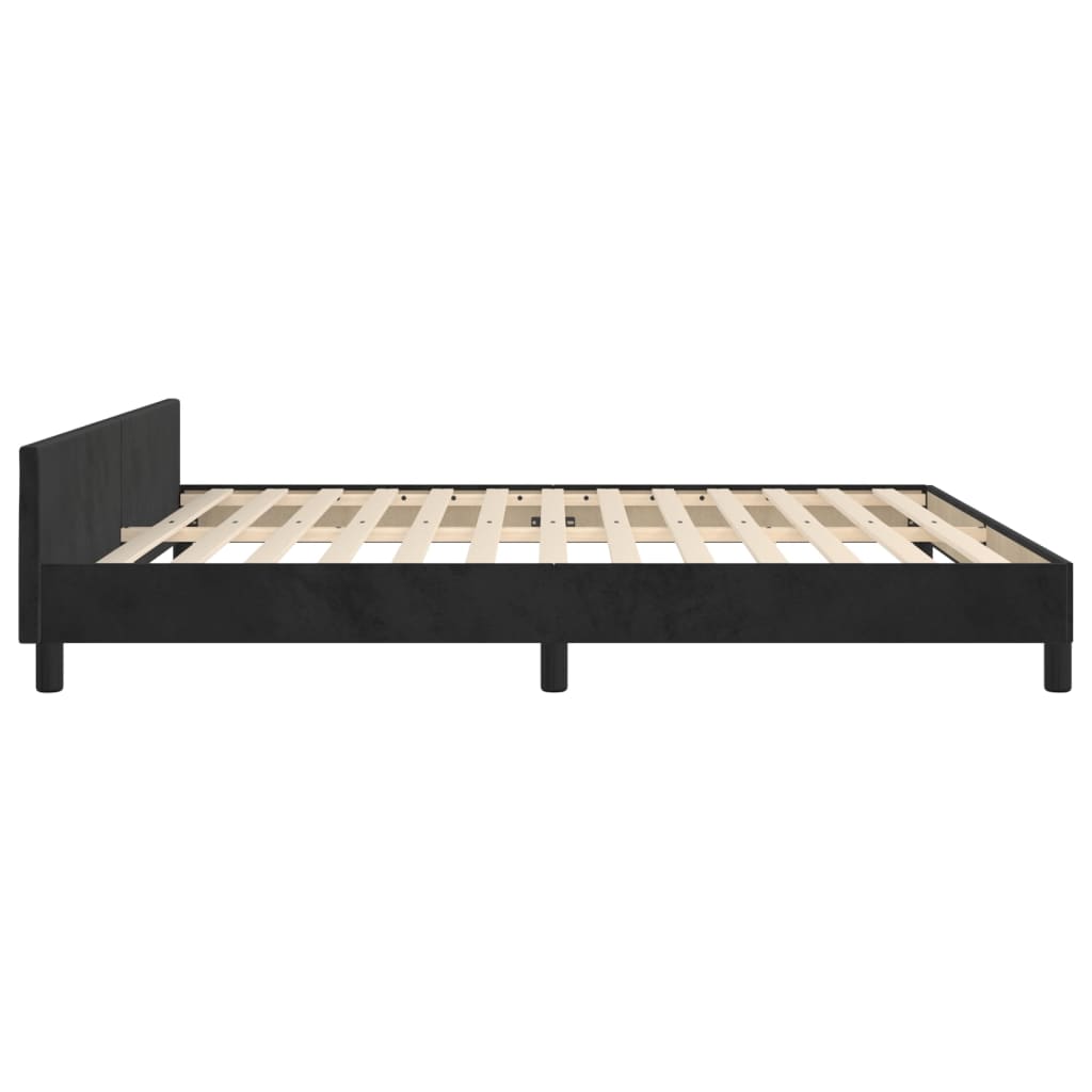 Bedframe Met Hoofdeinde Fluweel Zwart 160 x 200 cm Getuft ontwerp