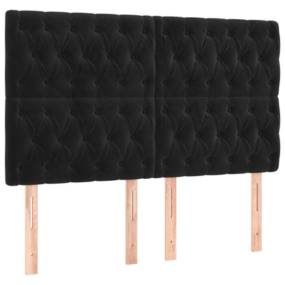 Bedframe Met Hoofdeinde Fluweel Zwart 160 x 200 cm Getuft ontwerp