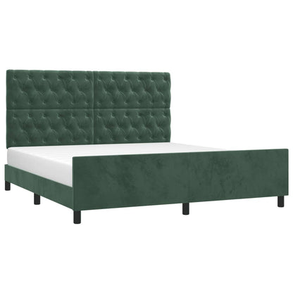 Bedframe Met Hoofdeinde Fluweel Donkergroen 160X200 Cm Donkergroen 160 x 200 cm Getuft ontwerp