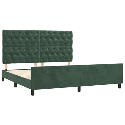 Bedframe Met Hoofdeinde Fluweel Donkergroen 160X200 Cm Donkergroen 160 x 200 cm Getuft ontwerp