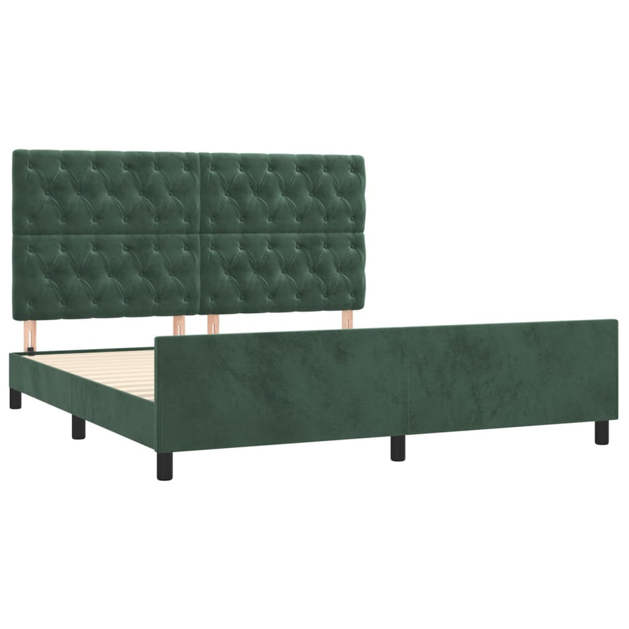 Bedframe Met Hoofdeinde Fluweel Donkergroen 160X200 Cm Donkergroen 160 x 200 cm Getuft ontwerp