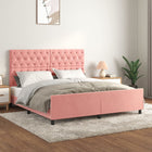 Bedframe Met Hoofdeinde Fluweel Roze 160 x 200 cm Getuft ontwerp