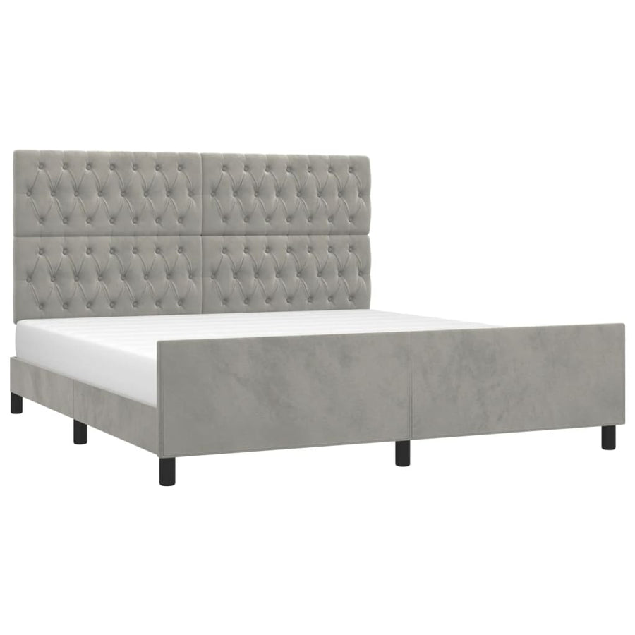 Bedframe Met Hoofdeinde Fluweel Lichtgrijs 180 x 200 cm Getuft ontwerp