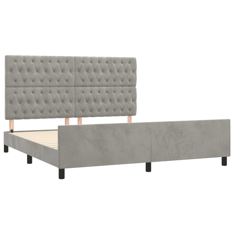 Bedframe Met Hoofdeinde Fluweel Lichtgrijs 180 x 200 cm Getuft ontwerp