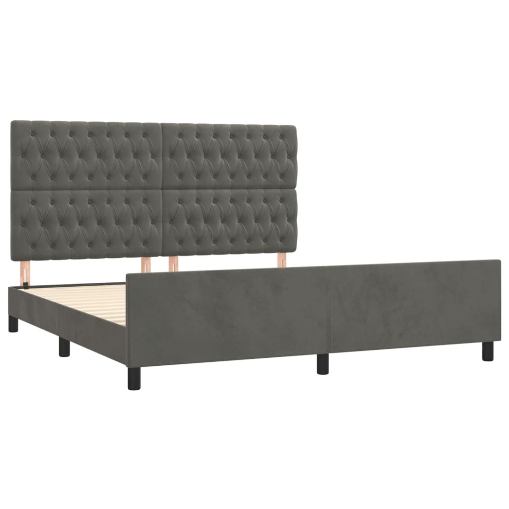 Bedframe Met Hoofdeinde Fluweel Donkergrijs 180 x 200 cm Getuft ontwerp