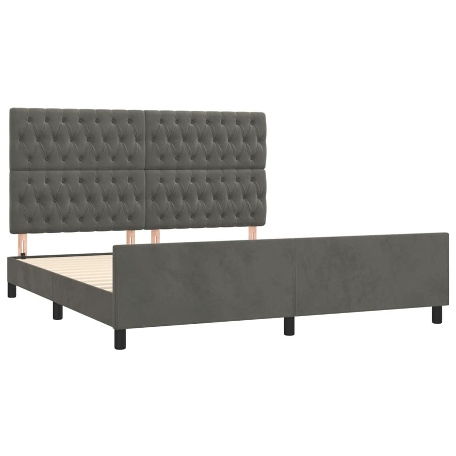 Bedframe Met Hoofdeinde Fluweel Donkergrijs 180 x 200 cm Getuft ontwerp