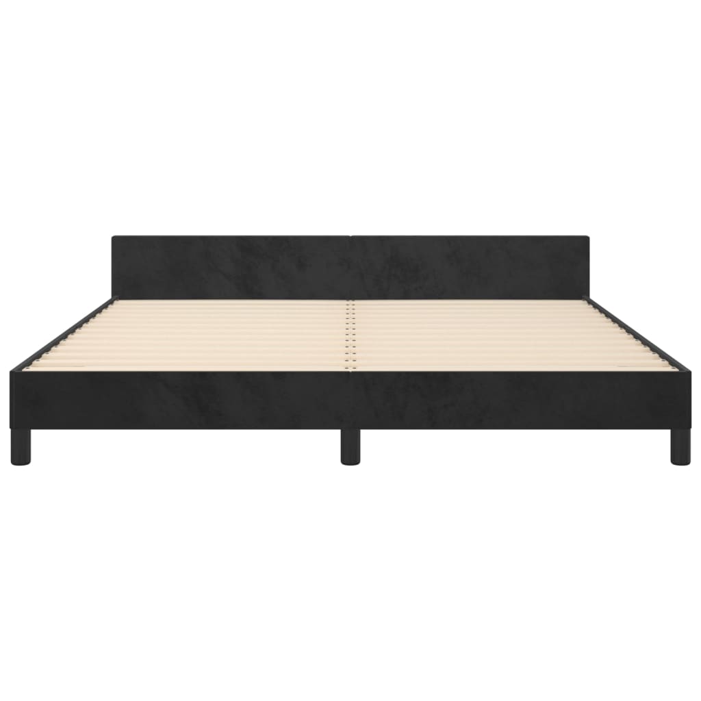 Bedframe Met Hoofdeinde Fluweel Zwart 180X200 Cm Zwart 180 x 200 cm Getuft ontwerp