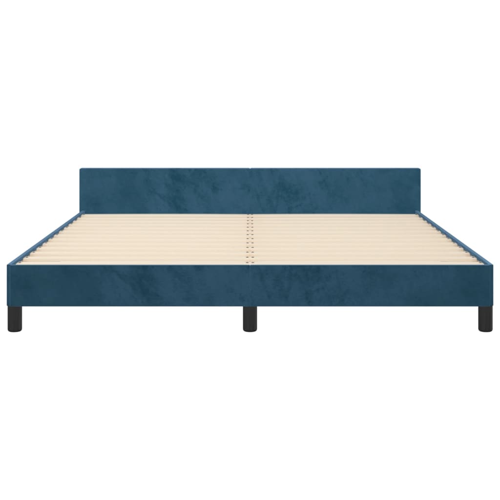 Bedframe met hoofdeinde fluweel donkerblauw 180x200 cm