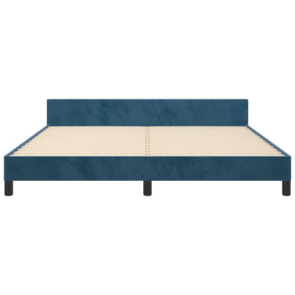Bedframe met hoofdeinde fluweel donkerblauw 180x200 cm