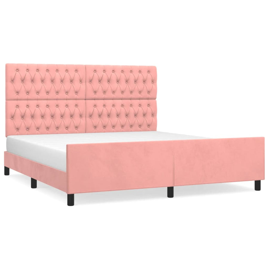 Bedframe Met Hoofdeinde Fluweel Roze 180 x 200 cm Getuft ontwerp