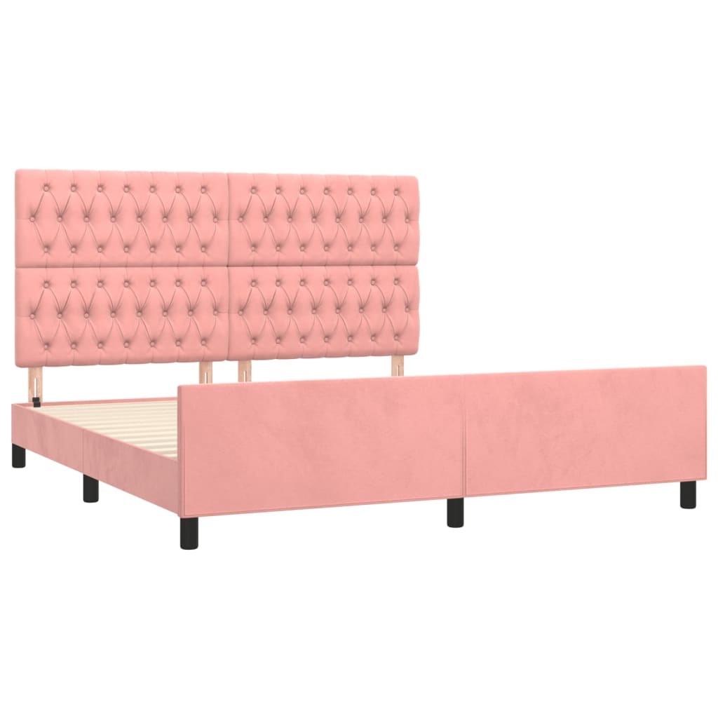 Bedframe Met Hoofdeinde Fluweel Roze 180 x 200 cm Getuft ontwerp