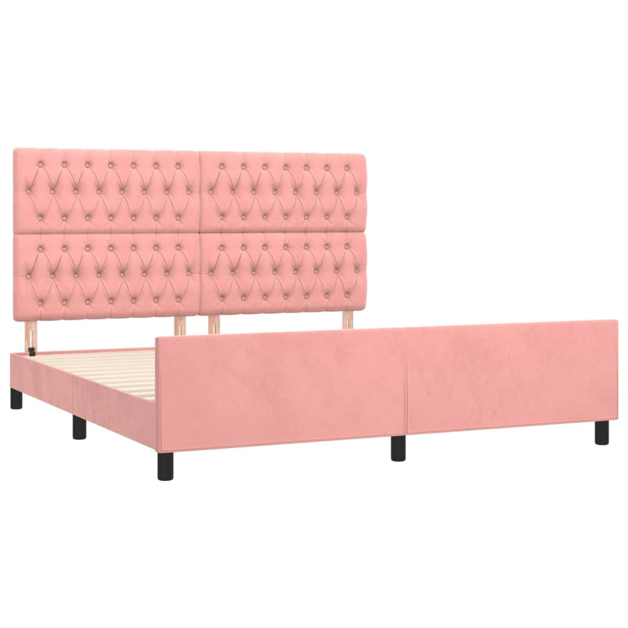 Bedframe Met Hoofdeinde Fluweel Roze 180 x 200 cm Getuft ontwerp